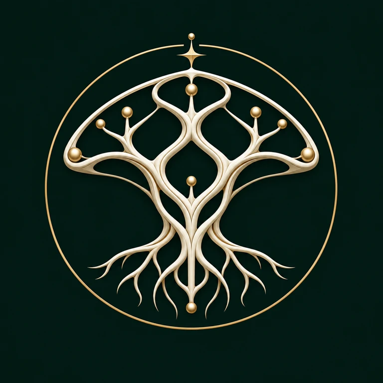 Wecelium’s ivory mycelium crest, crowned by a gold star and framed by a celestial halo